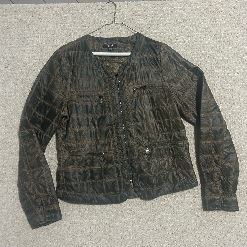 Women's‎ Brown Black Light Weight Quilted Jacket Size Medium